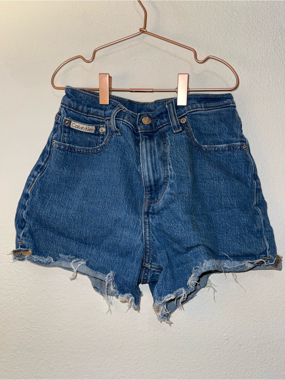 Calvin Klein Women’s High-Rise Midi Denim Shorts - Blue